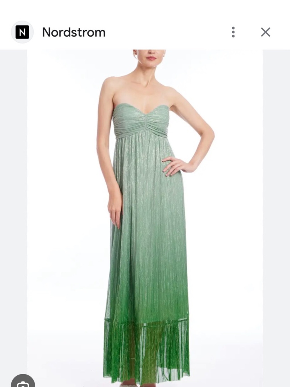Jewel Badgley Mischka Mint-to-Emerald Ombre Strapless Gown
